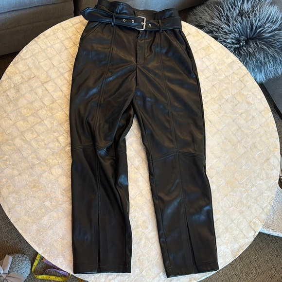 MARISSA WEBB BELTED LEATHER BARREL-LEG PANTS black sz 8 - Picture 4 of 11